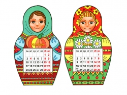 Календари-закладки на 2014 год: Матрёшки (июнь и ноябрь)