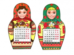Календари-закладки на 2014 год: Матрёшки (июль и сентябрь)